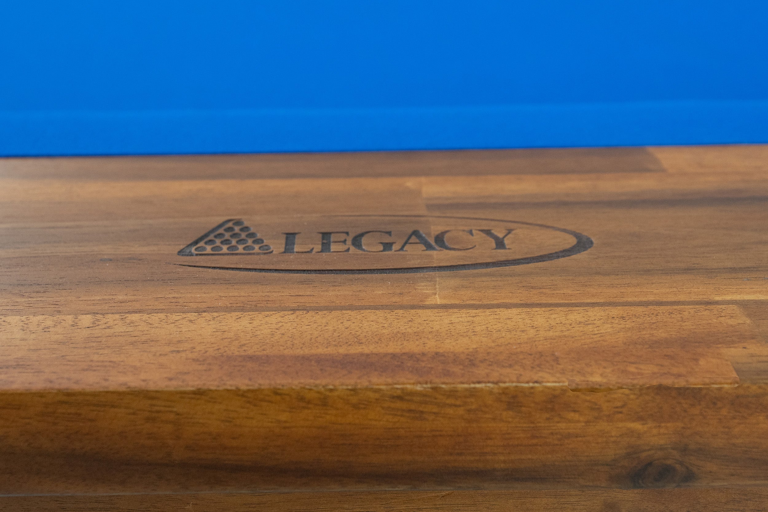 Legacy Billiards Barren Outdoor pool table – Barren OD BT NA Logo Rail Closeup