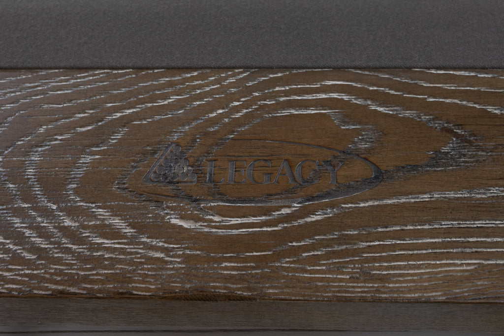Legacy Billiards Baylor pool table – Baylor BT SM Logo Rail Closeup
