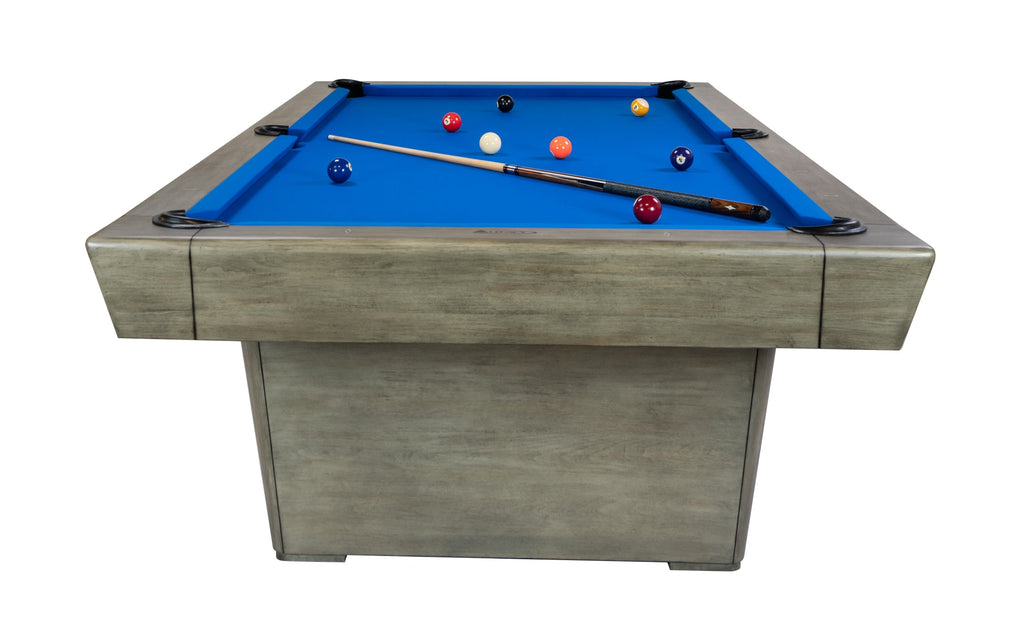 Legacy Billiards Conasauga pool table – Conasauga BT End View With Pool Balls Cue
