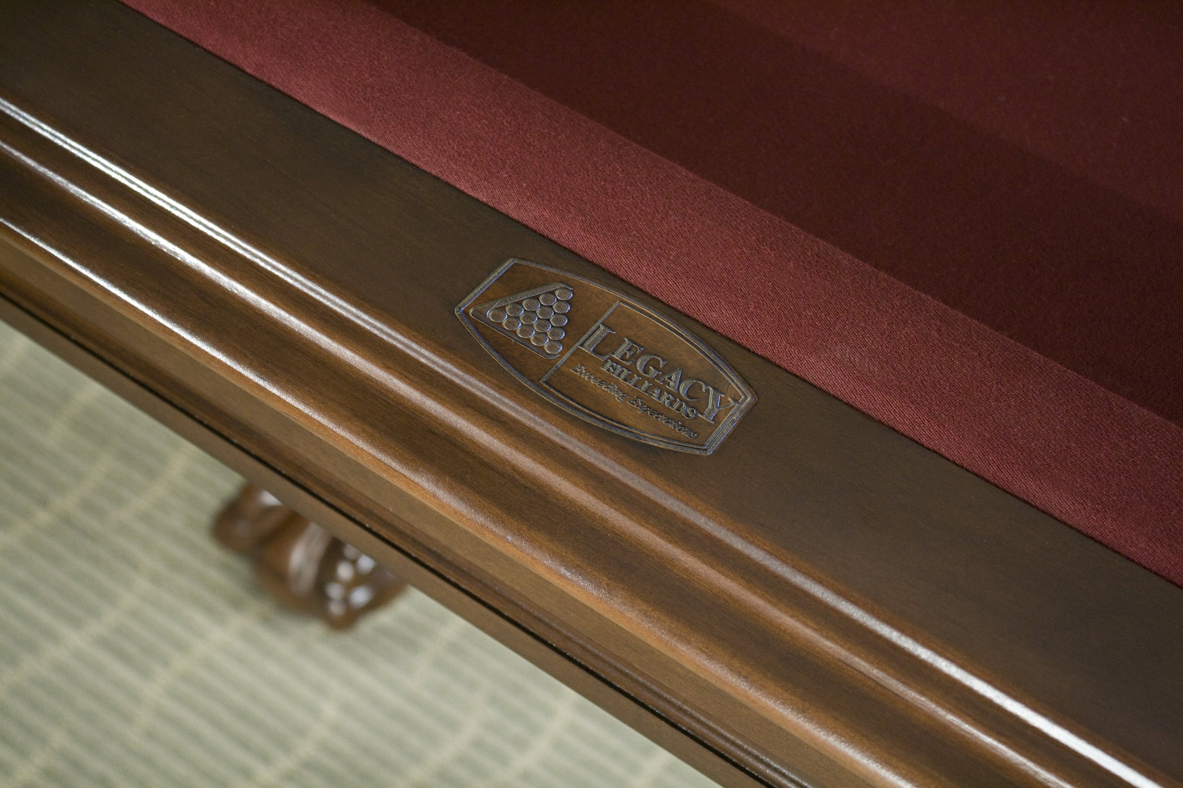 Legacy Billiards Mallory pool table – Mallory BT 56WA Logo Closeup