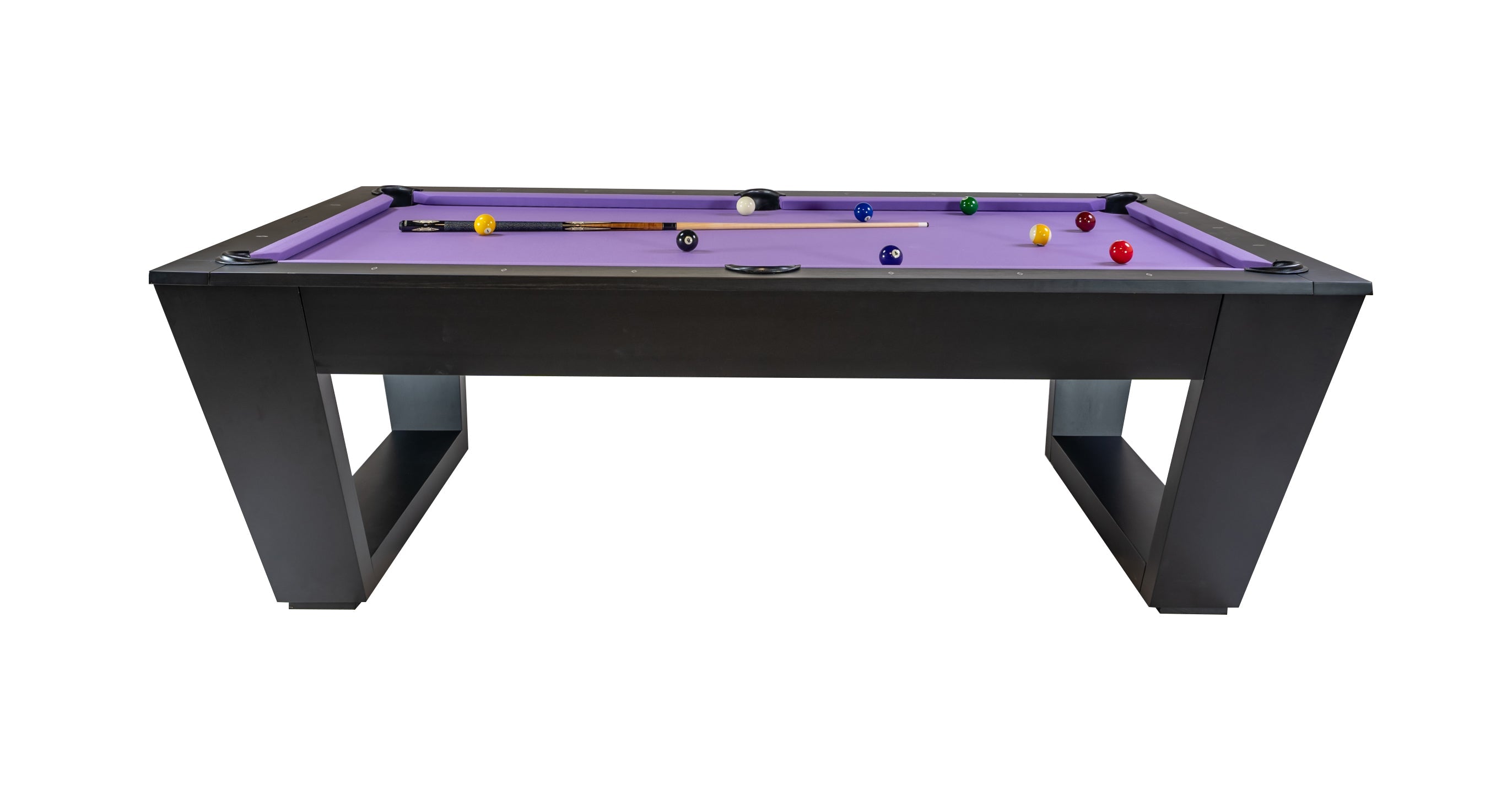 Legacy Billiards Tellico pool table – Tellico BT Side View With Pool Balls and Cue