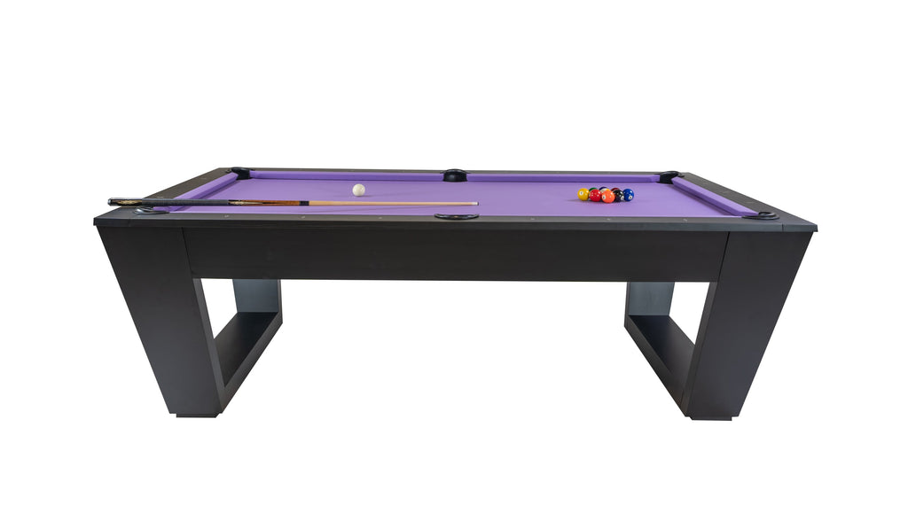 Legacy Billiards Tellico pool table – Tellico BT Side View With Racked Pool Balls and Cues